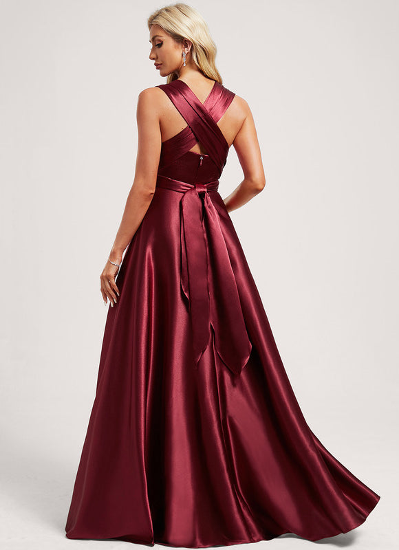 Robe Demoiselle D'Honneur Rouge Satiné Chic - gallery 9