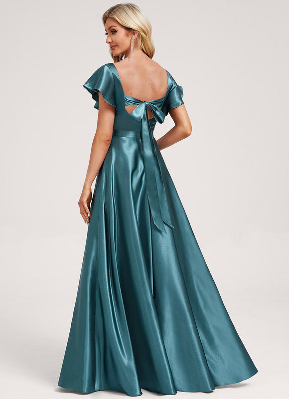Robe Demoiselle D'Honneur Satin Vert Émeraude - gallery 5