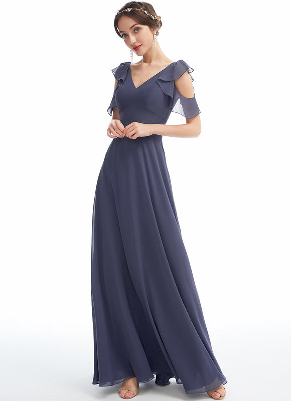 Robe Demoiselle D'Honneur À Volants Rose Pâle