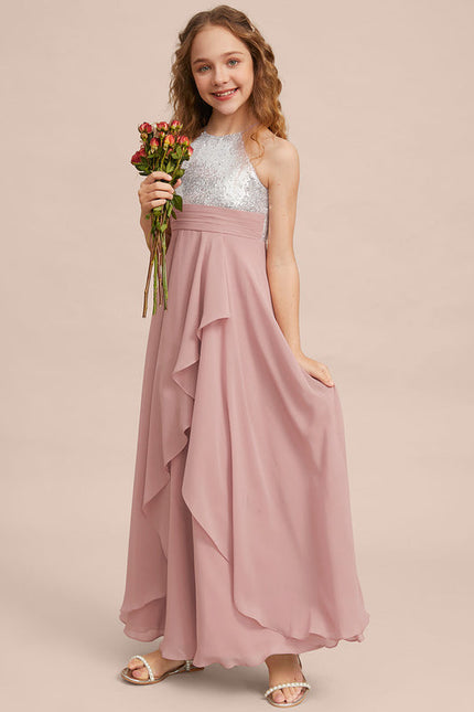 Robe Demoiselle D'Honneur Pailletée Rose