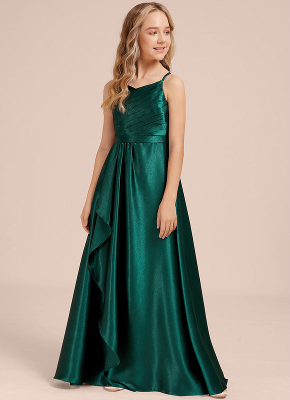 Robe Demoiselle D'Honneur Satin Émeraude Chic - gallery 2