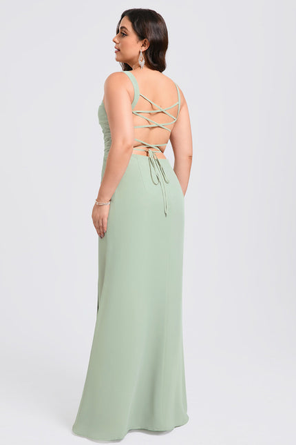 Robe Demoiselle D'Honneur Col Carré Ébène - gallery 7