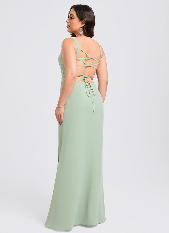 Robe Demoiselle D'Honneur Col Carré Ébène - gallery 7