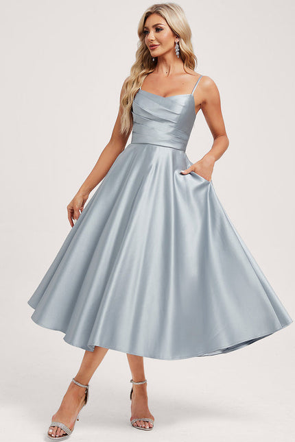 Robe Demoiselle D'Honneur Satin Céleste Doux - gallery 2