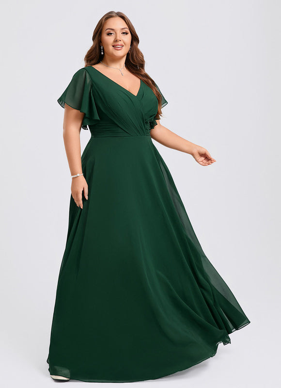 Robe Demoiselle D'Honneur À Volants Rose Pâle - gallery 9