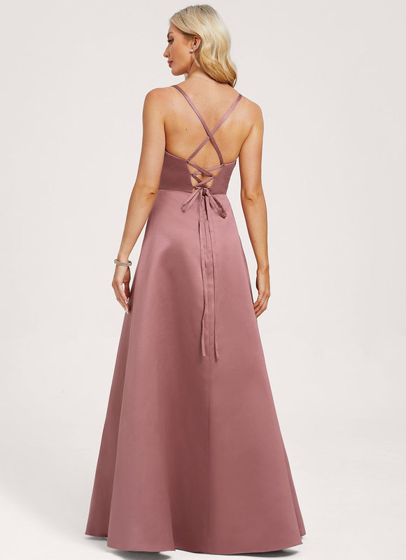Robe Demoiselle D'Honneur Rose Satin - gallery 4