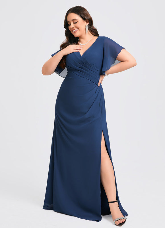 Robe Demoiselle D'Honneur À Volants Rose Pâle - gallery 8