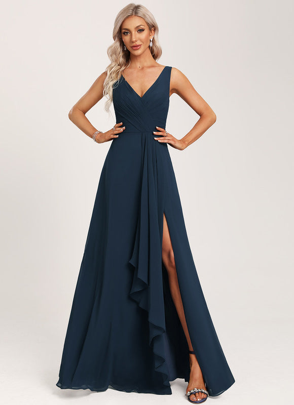 Robe Demoiselle D'Honneur À Volants Rose Pâle
