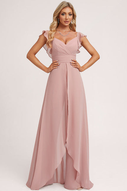 Robe Demoiselle D'Honneur Vaporeuse Rose - gallery 2