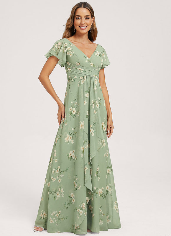 Robe Demoiselle D'Honneur À Volants Rose Pâle - gallery 3