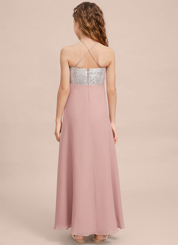 Robe Demoiselle D'Honneur Pailletée Rose - gallery 7