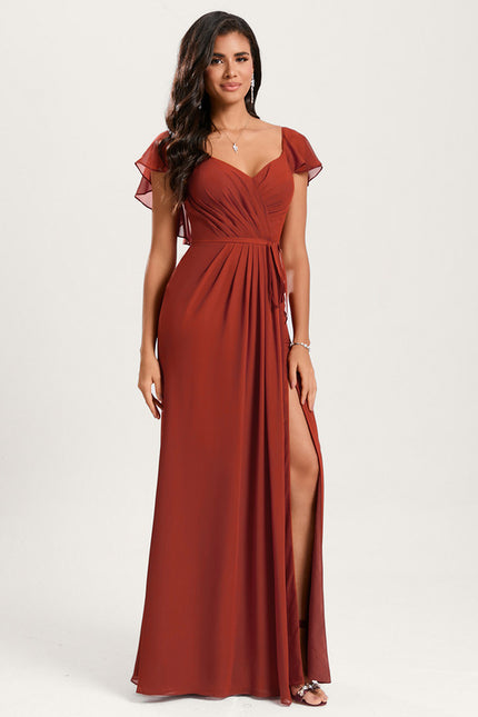Robe Demoiselle D'Honneur À Volants Rose Pâle - gallery 4