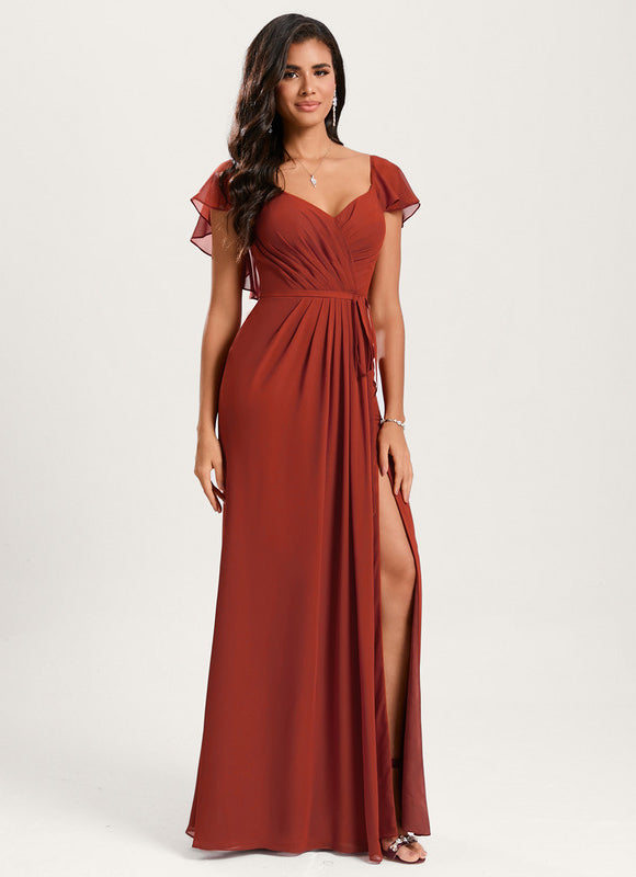 Robe Demoiselle D'Honneur À Volants Rose Pâle - gallery 4