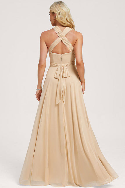 Robe Demoiselle D'Honneur Sable Élégante - gallery 9