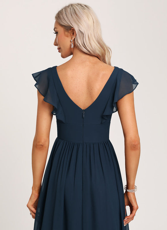 Robe Demoiselle D'Honneur À Volants Rose Pâle - gallery 4