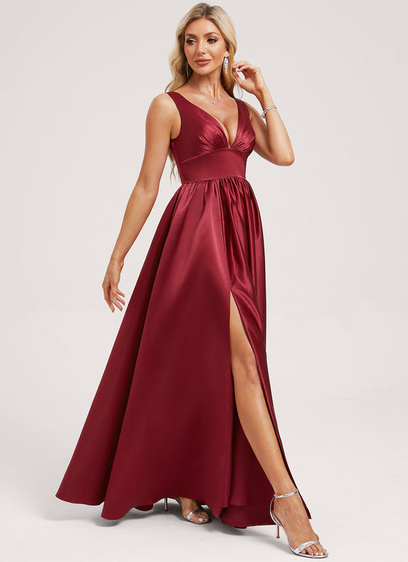 Robe Demoiselle D'Honneur Rose Satin - gallery 1