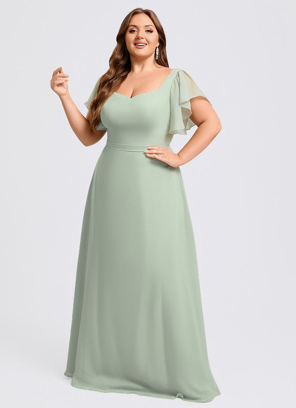 Robe Demoiselle D'Honneur À Volants Rose Pâle - gallery 6