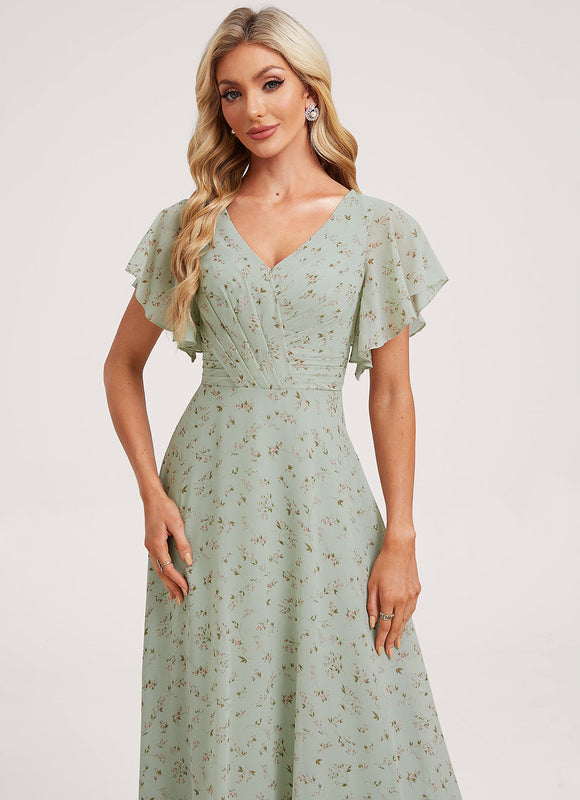 Robe Demoiselle D'Honneur À Volants Rose Pâle - gallery 4