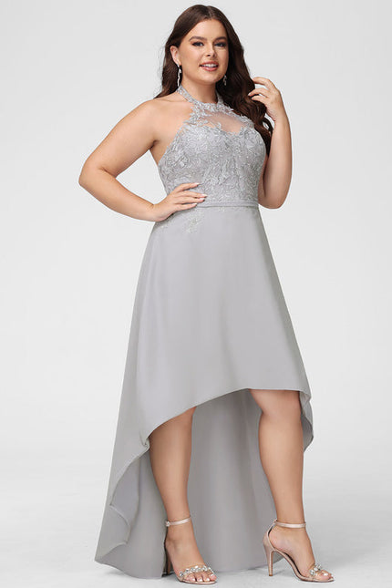 Robe Demoiselle D'Honneur Gris Élégant Flottant - gallery 9