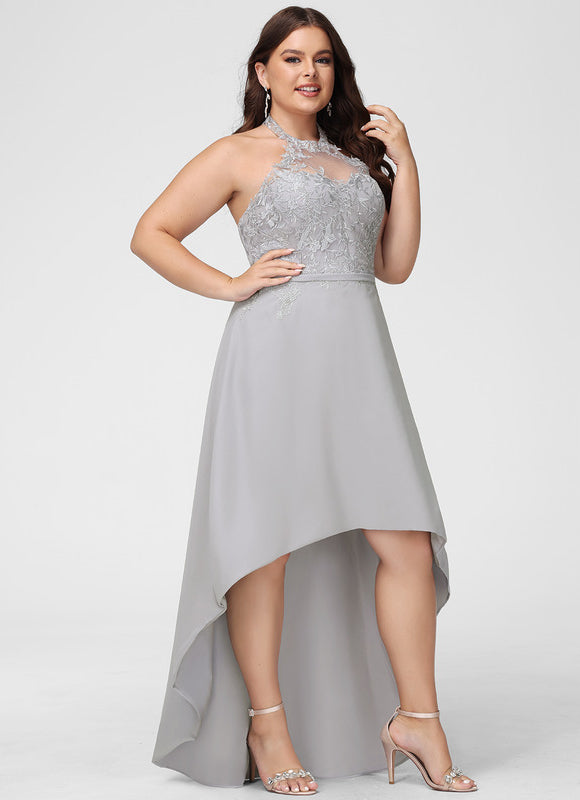 Robe Demoiselle D'Honneur Gris Élégant Flottant - gallery 9