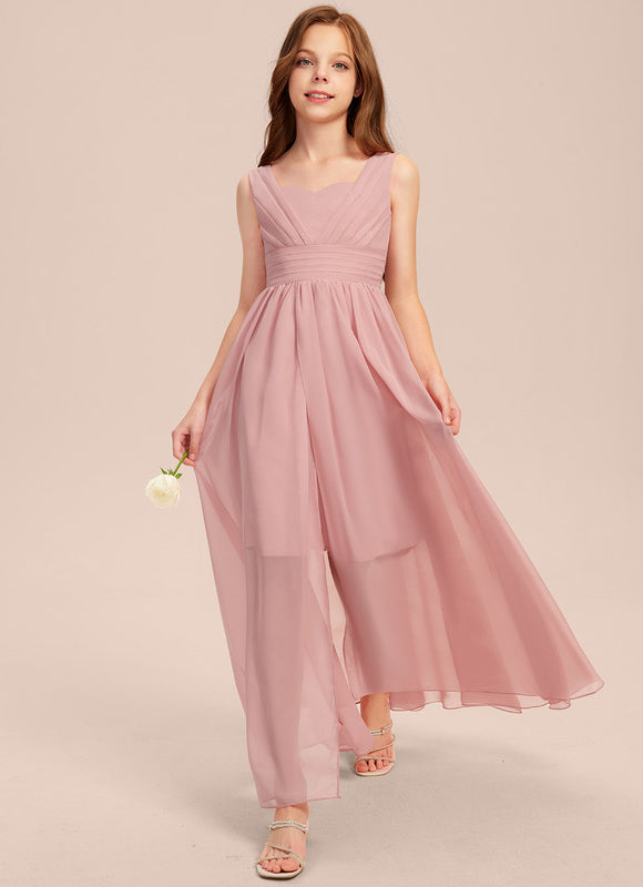 Robe Demoiselle D'Honneur Rose Poudré Élégant - gallery 3