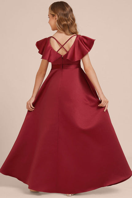 Robe Demoiselle D'Honneur Rouge Velours Fluide - gallery 4