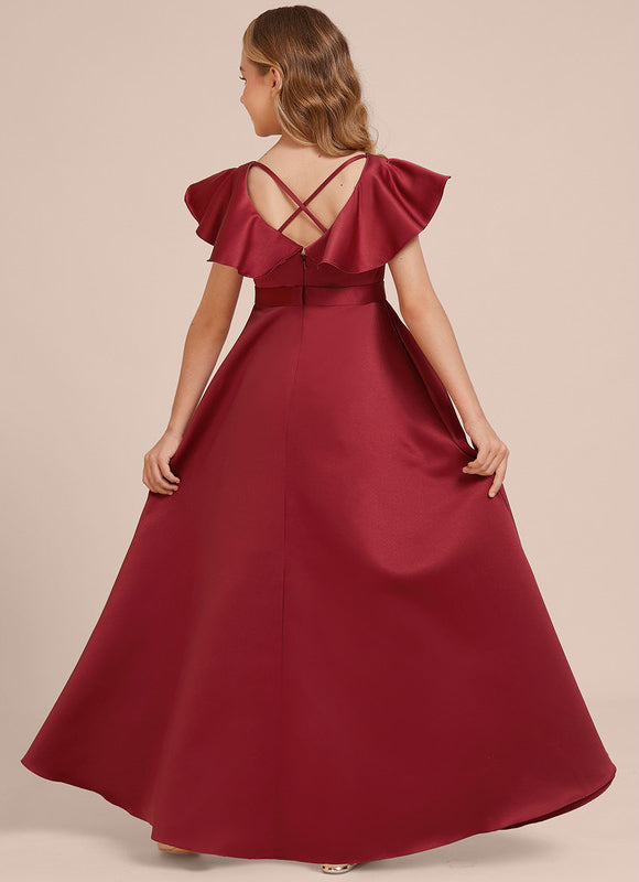 Robe Demoiselle D'Honneur Rouge Velours Fluide - gallery 4