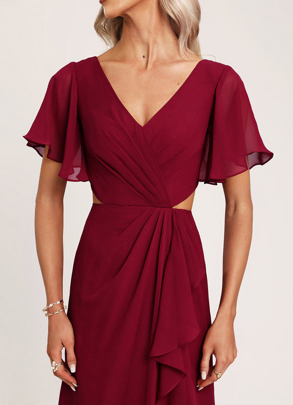 Robe Demoiselle D'Honneur À Volants Rose Pâle - gallery 1