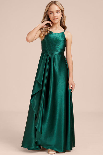 Robe Demoiselle D'Honneur Satin Émeraude Chic - gallery 3