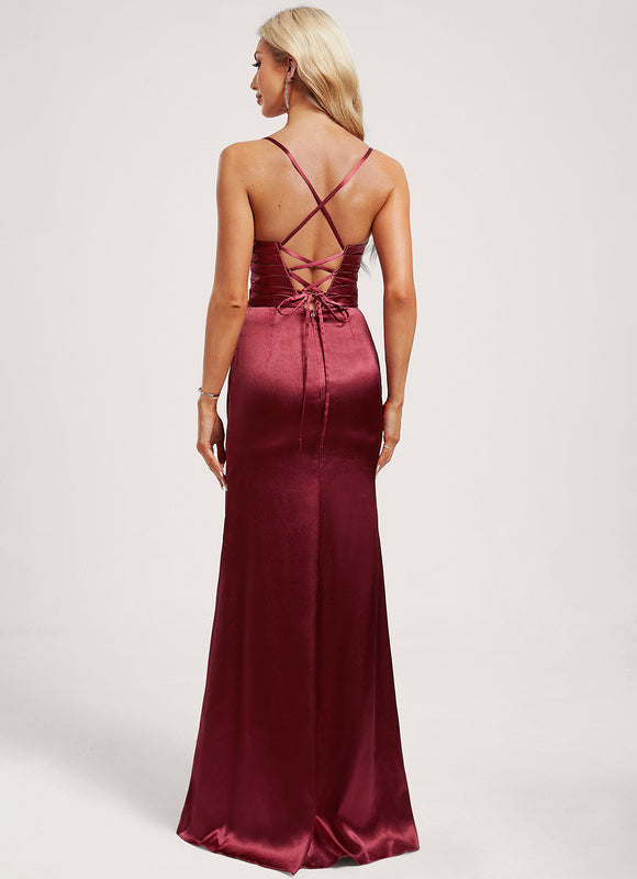 Robe Demoiselle D'Honneur Satinée Épaule Dégagée - gallery 4