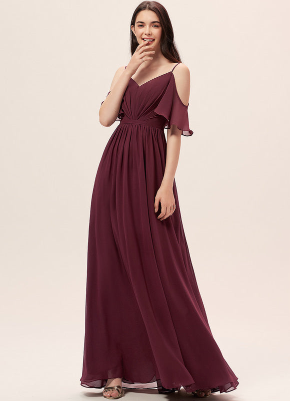 Robe Demoiselle D'Honneur À Volants Rose Pâle - gallery 2