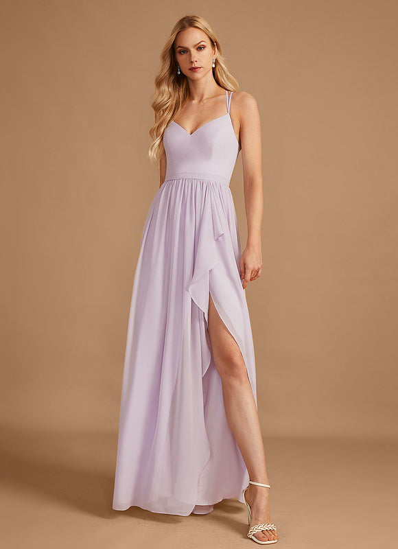 Robe Demoiselle D'Honneur Asymétrique Fluide - gallery 4