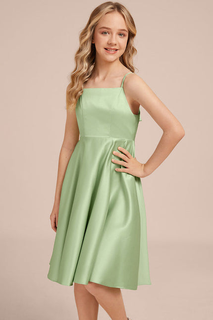 Robe Demoiselle D'Honneur Satin Vert Pastel - gallery 2