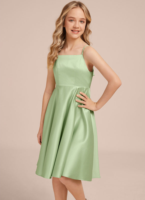 Robe Demoiselle D'Honneur Satin Vert Pastel - gallery 2