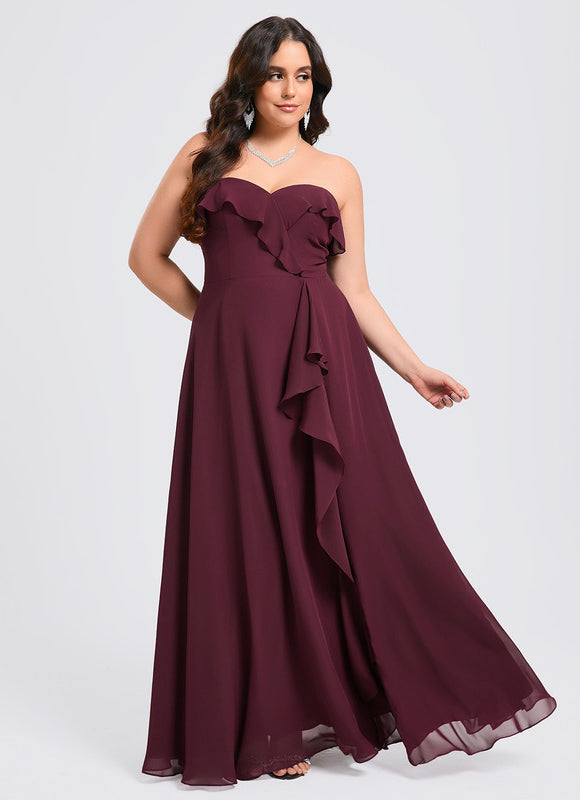 Robe Demoiselle D'Honneur Drapée Bordeaux - gallery 9