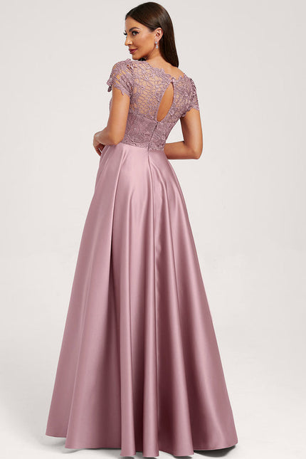 Robe Demoiselle D'Honneur Satin Mauve Élégante - gallery 2