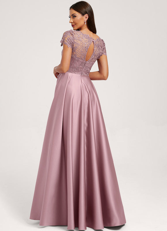 Robe Demoiselle D'Honneur Satin Mauve Élégante - gallery 2