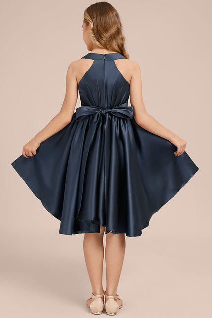 Robe Demoiselle D'Honneur Asymétrique Marine - gallery 4