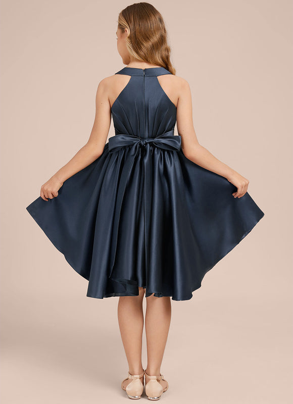 Robe Demoiselle D'Honneur Asymétrique Marine - gallery 4