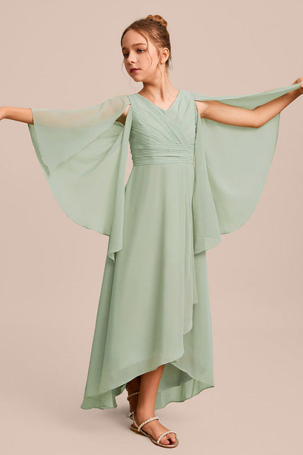 Robe Demoiselle D'Honneur Ailée Vert Pastel - gallery 3