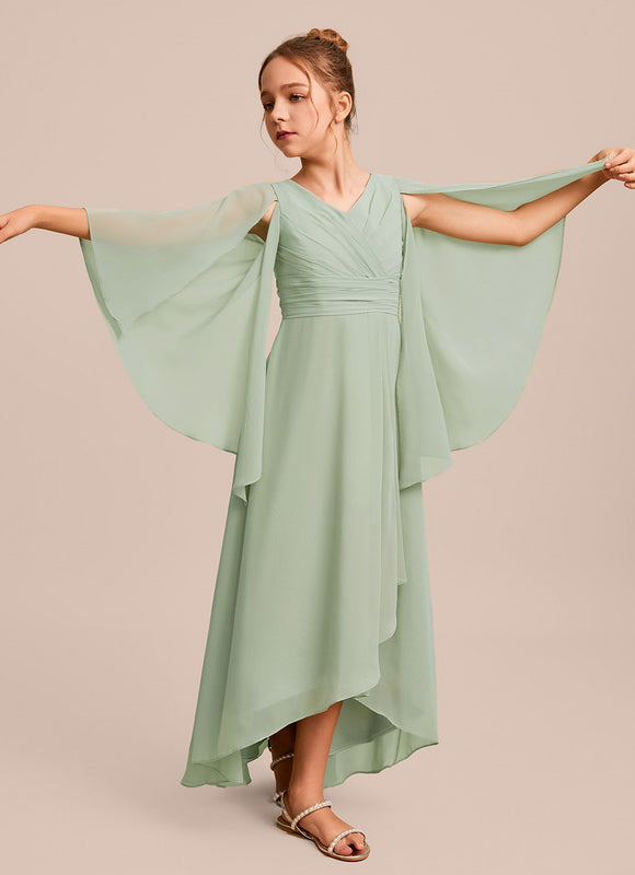 Robe Demoiselle D'Honneur Ailée Vert Pastel - gallery 3