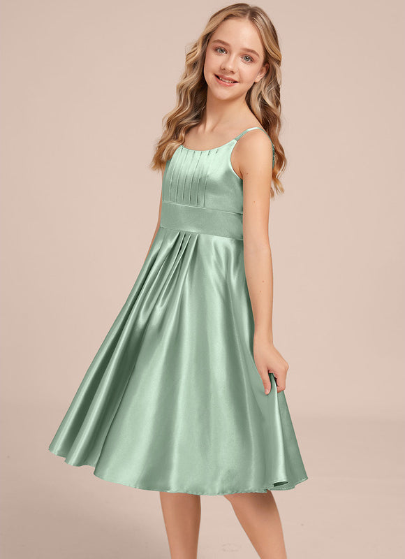 Robe Demoiselle D'Honneur Satin Vert Clair - gallery 1