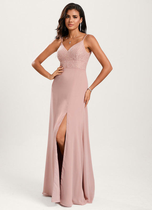 Robe Demoiselle D'Honneur Fluide Rose Pâle