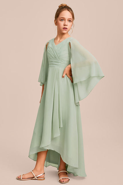 Robe Demoiselle D'Honneur Ailée Vert Pastel - gallery 5