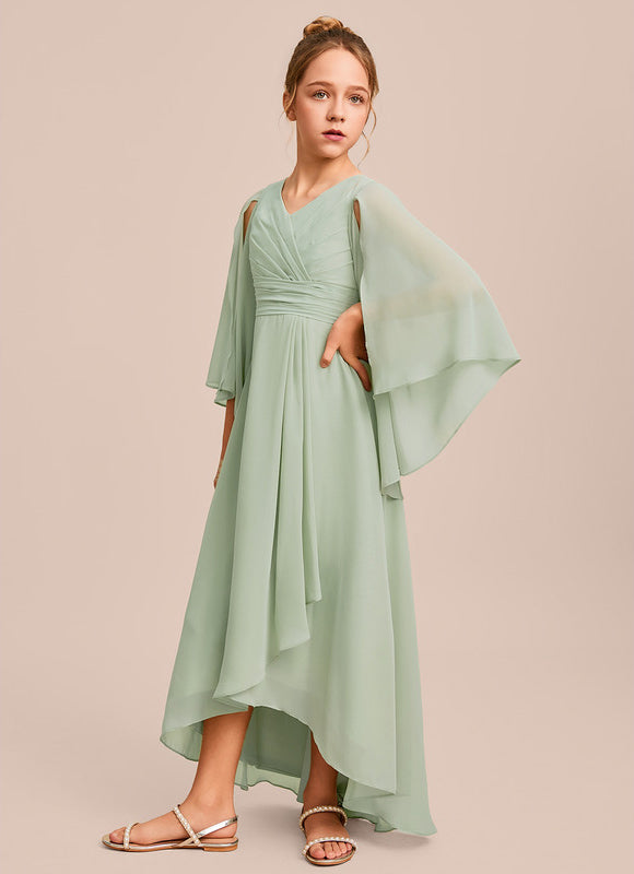 Robe Demoiselle D'Honneur Ailée Vert Pastel - gallery 5