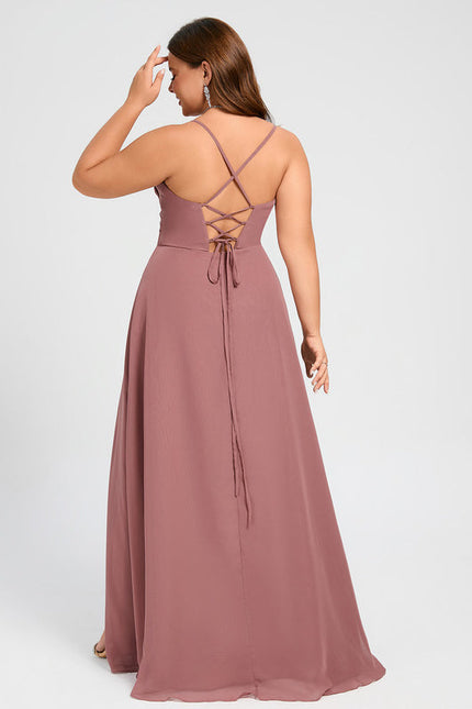 Robe Demoiselle D'Honneur Mousseline Beige - gallery 7