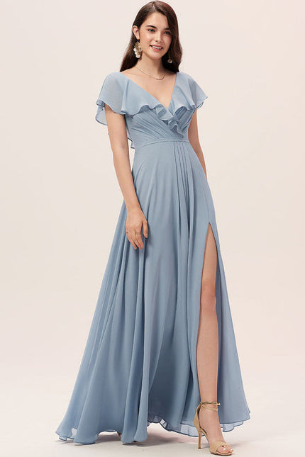 Robe Demoiselle D'Honneur Mousseline Beige - gallery 2