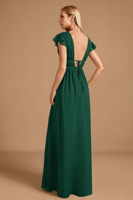 Robe Demoiselle D'Honneur Mousseline Beige - gallery 1