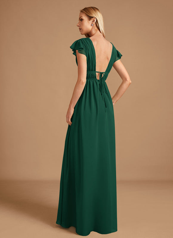 Robe Demoiselle D'Honneur Mousseline Beige - gallery 1