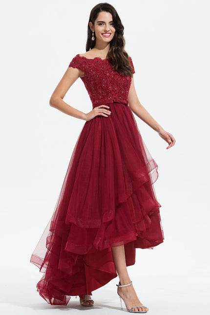 Robe Demoiselle D'Honneur Asymétrique Éclatante - gallery 4